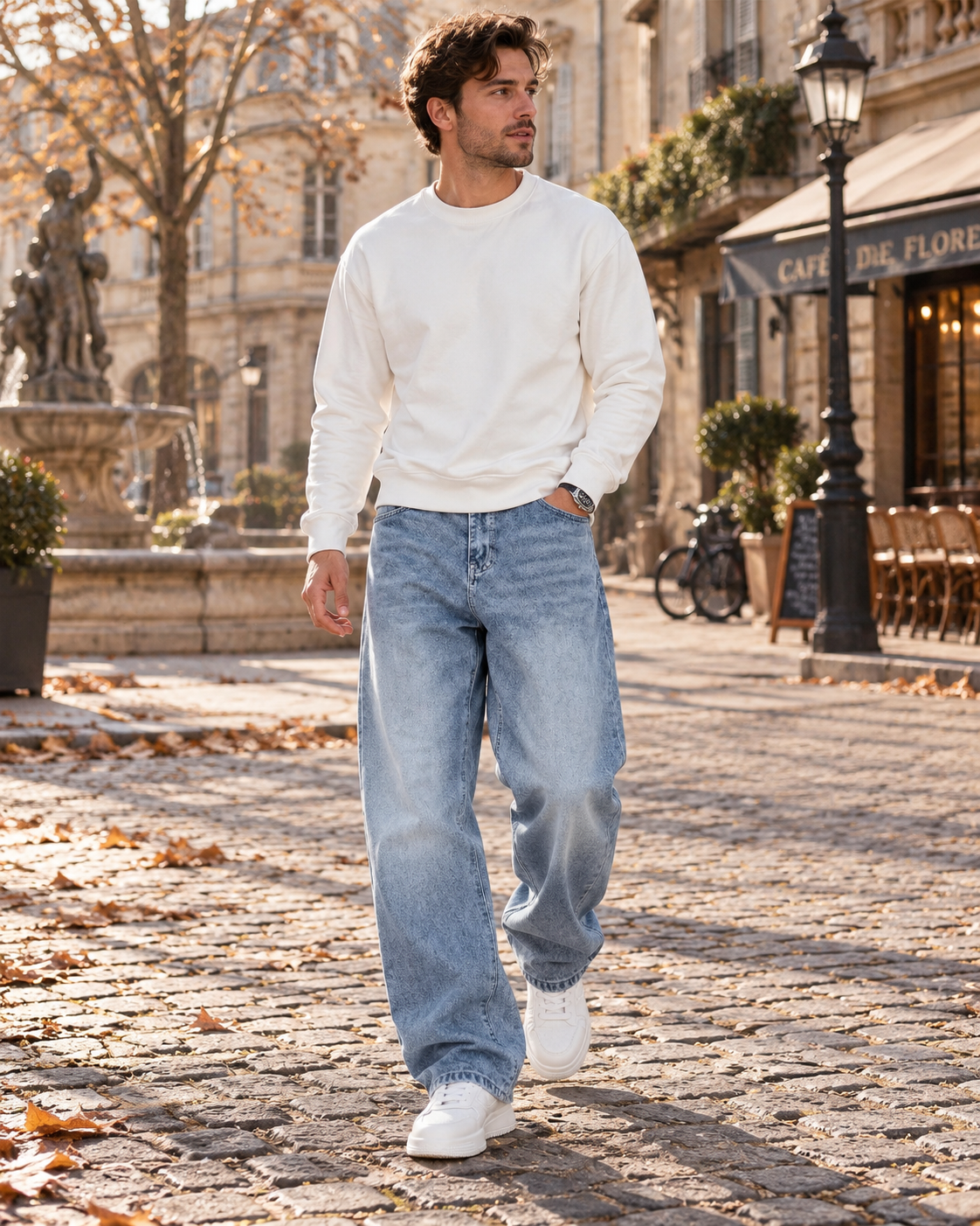 Ysolde Men's Baggy Jeans – Mid-Rise, Straight Leg, Stretch Denim & 5 Handy Pockets