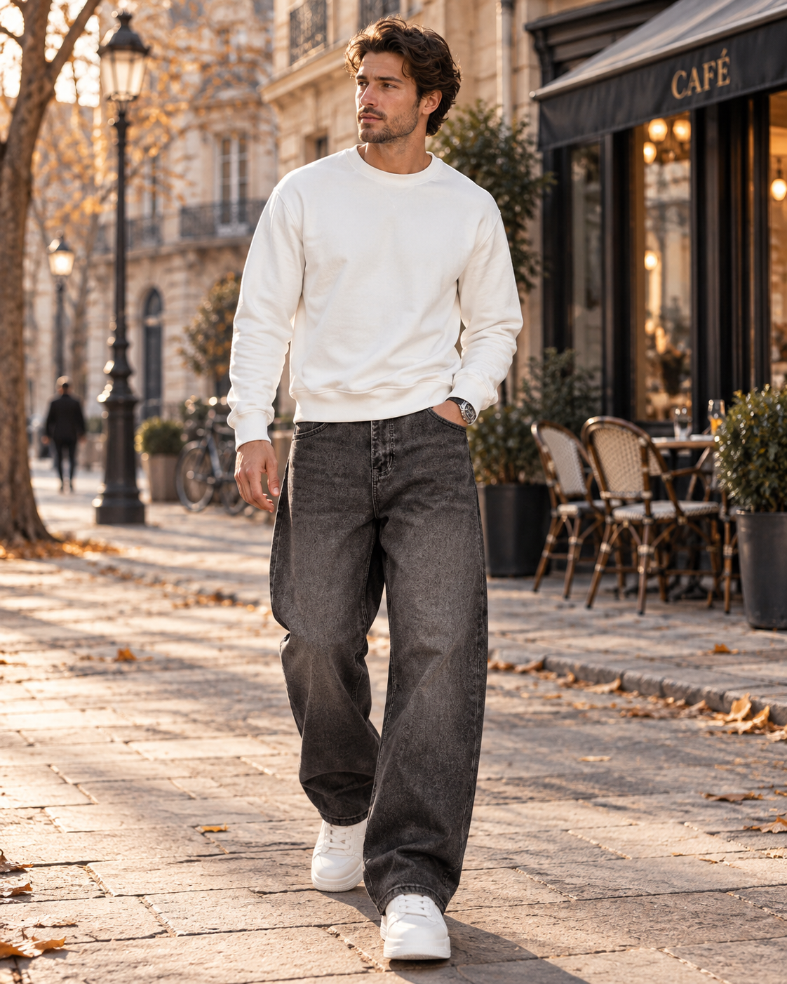 Ysolde Men's Baggy Jeans – Mid-Rise, Straight Leg, Stretch Denim & 5 Handy Pockets