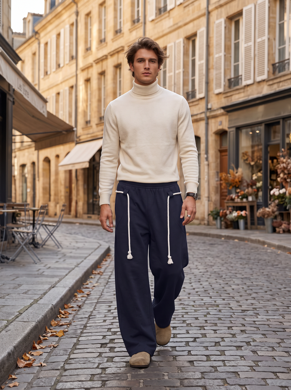 Halvard Men's Baggy Sweatpants – Rope Detail, Elastic Waist & Side Slip Pockets