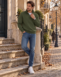 Walley Men's Quilted Pullover – Quarter Zip with Kangaroo Pocket & Ribbed Cuffs