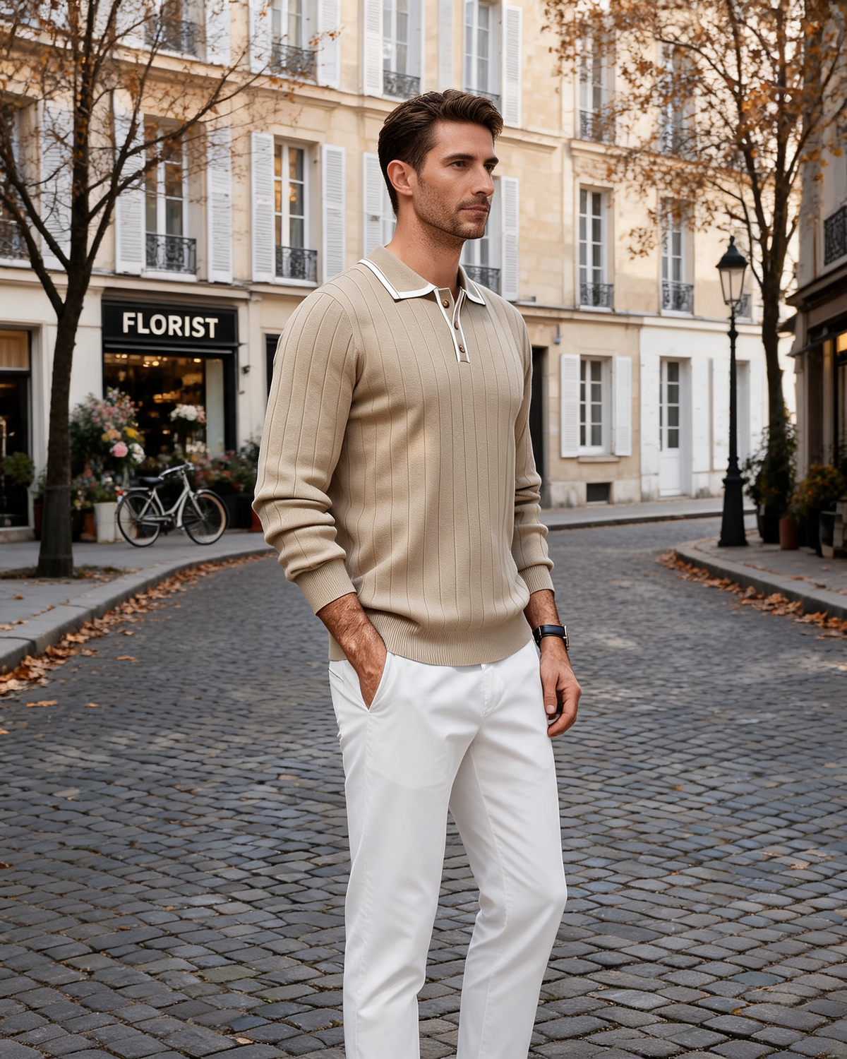 Christopher Men's Knit Polo Sweater – Slim Fit, 3-Button Collar & Ribbed Trims