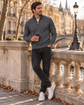Harrison Men's Quarter-Zip Sweater – Argyle Knit Mock Neck Long Sleeve Pullover