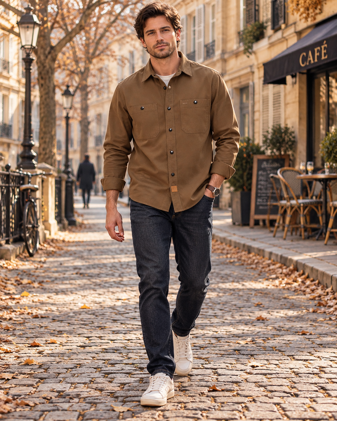 Matthew Men's Cotton Chambray Shirt – Button Front, Long Sleeves & 2 Chest Pockets