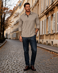 Nathaniel Men's Long Sleeve Polo Shirt – 3-Button Collared Stretch Casual Top
