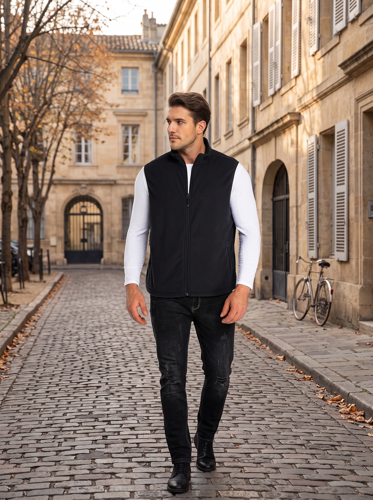 Fennimore Men's Polar Fleece Vest – Full-Length Zipper, Mandarin Collar & 4 Handy Pockets