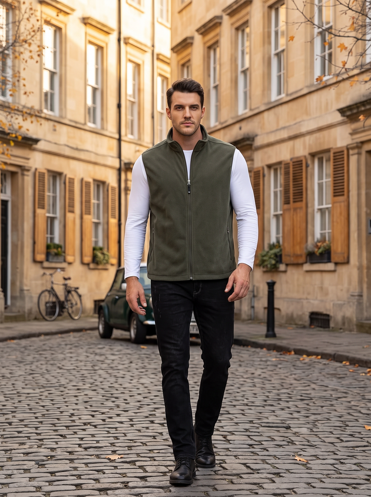 Fennimore Men's Polar Fleece Vest – Full-Length Zipper, Mandarin Collar & 4 Handy Pockets