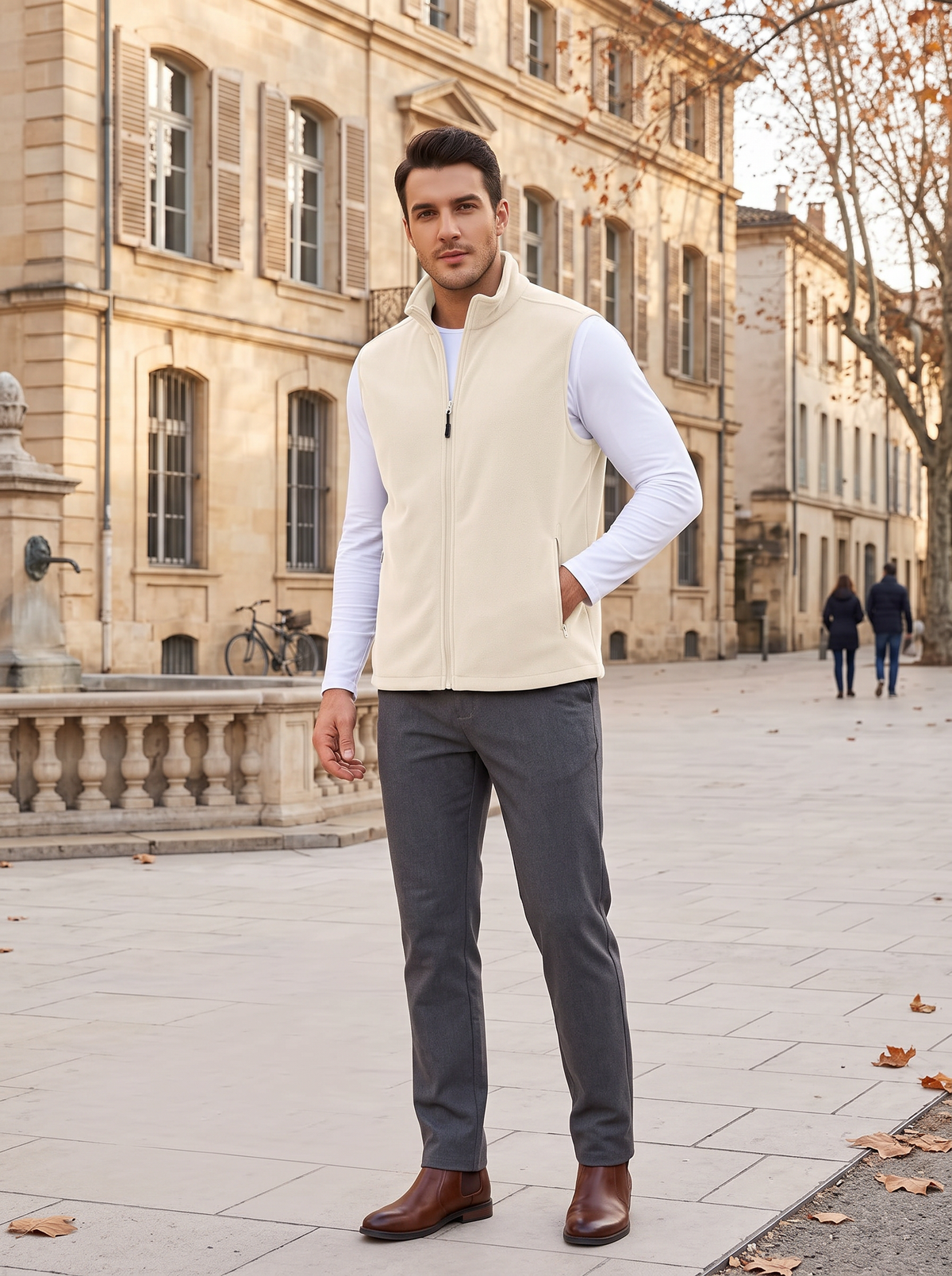 Fennimore Men's Polar Fleece Vest – Full-Length Zipper, Mandarin Collar & 4 Handy Pockets