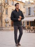 Jocasta Men's Fleece Jacket – Mandarin Collar, Zippered Pockets & Stretchy Material