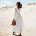 Jocasta Women's Dress – Full-Length Sleeves, Flowing Silhouette & Artsy Boho Accents