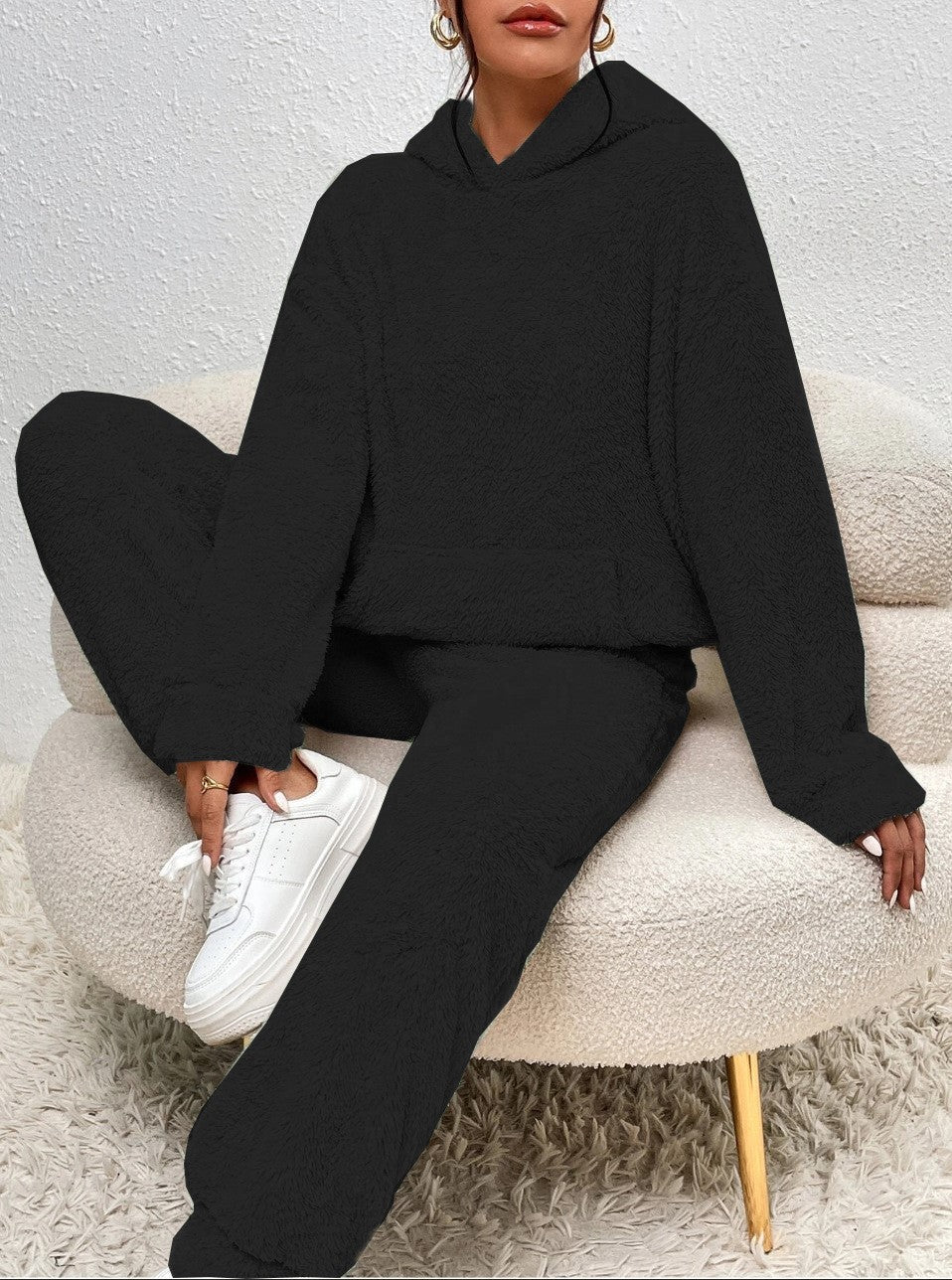 Queralt Women's Set – Gentle Fleece Loungewear with Cozy Hoodie & Jogger