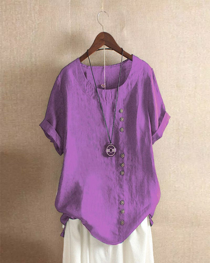 Vireo Women's Blouse – Lightweight Linen Blouse with Button-Up Front & Effortless Natural Look