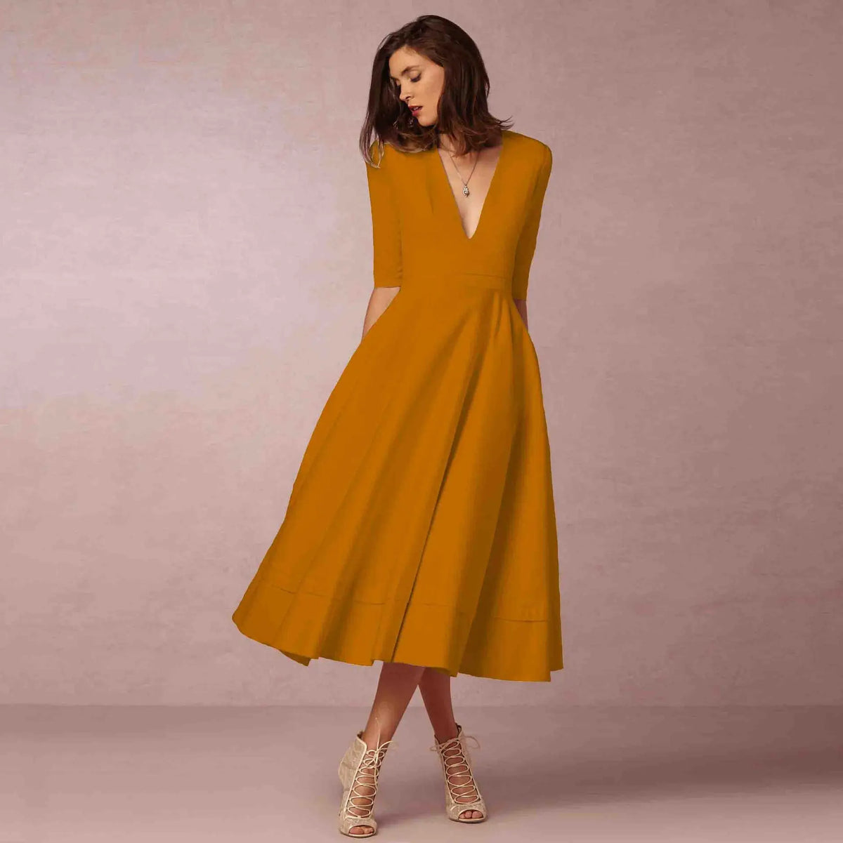 Amory Women's Midi Dress – Fitted Cotton Dress with an Refined Cut