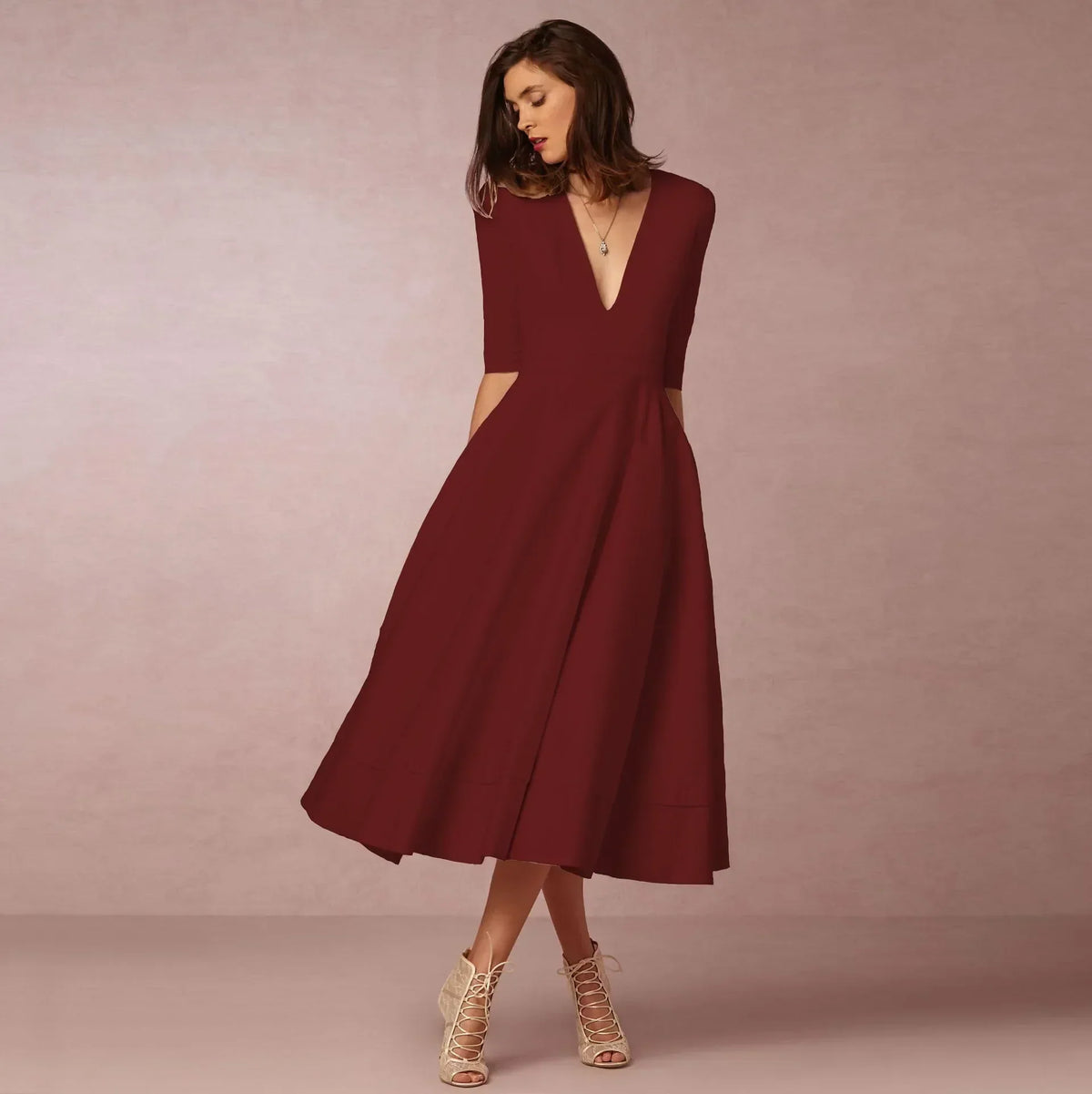 Amory Women's Midi Dress – Fitted Cotton Dress with an Refined Cut