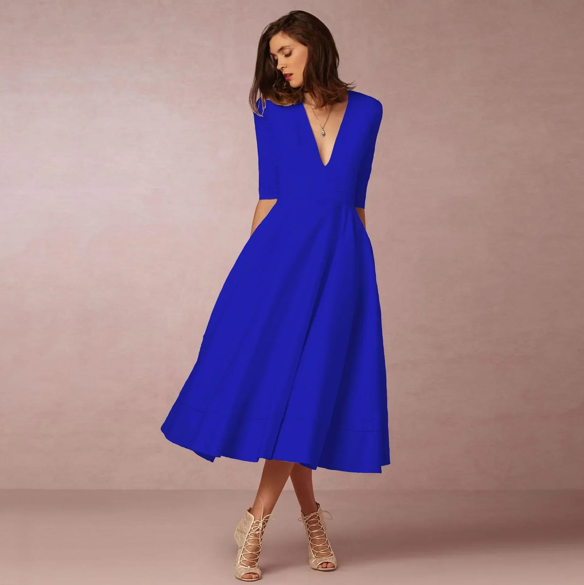 Amory Women's Midi Dress – Fitted Cotton Dress with an Refined Cut