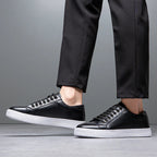 Solveig Men's Leather Sneakers – Sleek Genuine Leather Sneakers with a Cushioned Sole and Timeless Design