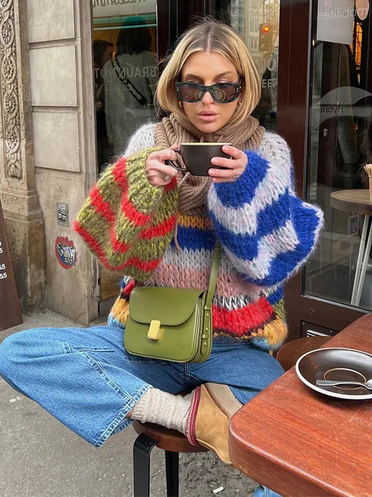 Iseult Multicolor Mohair Sweater – Bold Style & Snug Comfort for Women