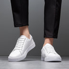 Solveig Men's Leather Sneakers – Sleek Genuine Leather Sneakers with a Cushioned Sole and Timeless Design