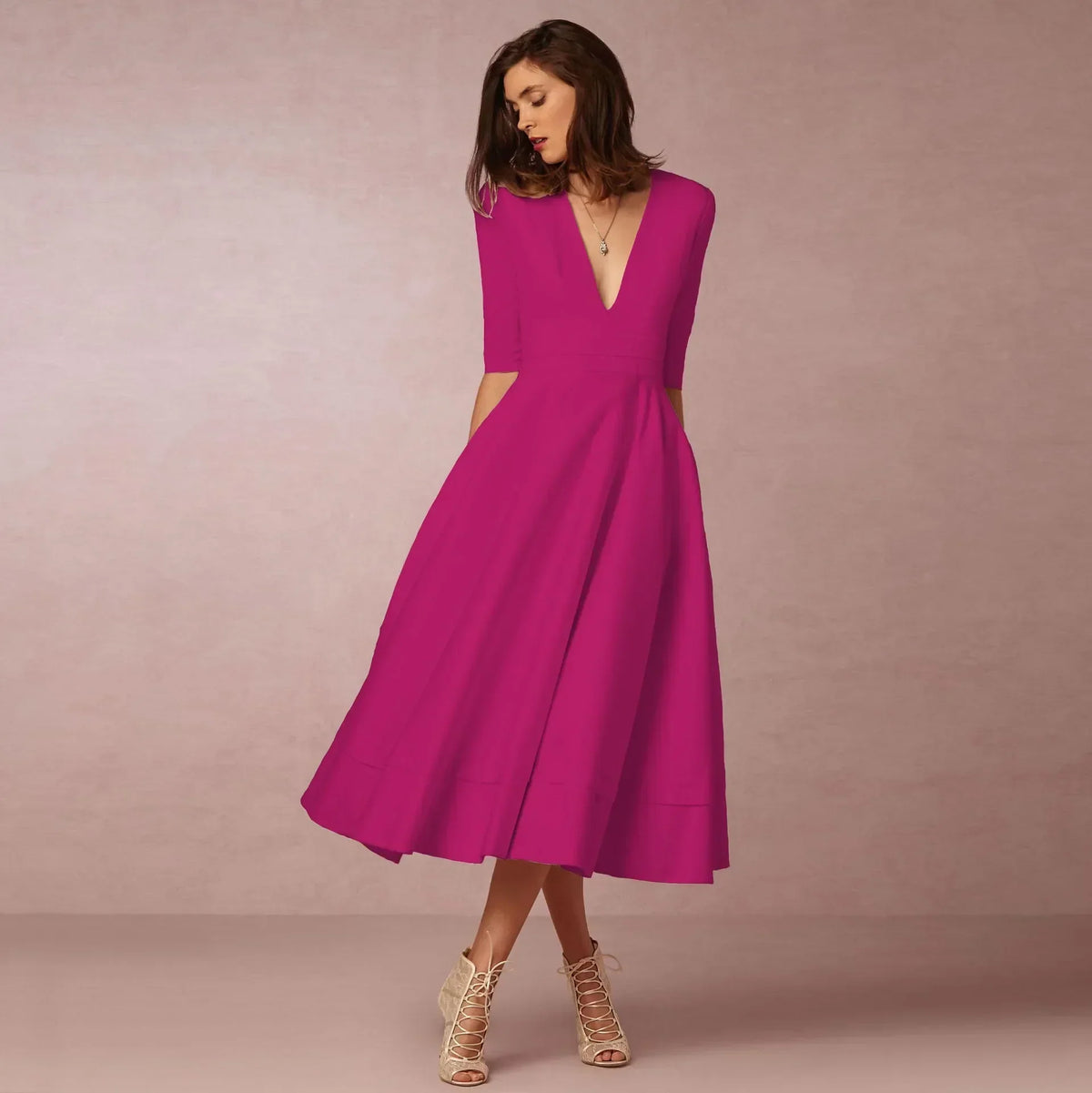 Amory Women's Midi Dress – Fitted Cotton Dress with an Refined Cut