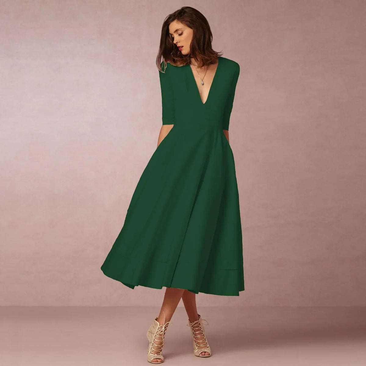 Amory Women's Midi Dress – Fitted Cotton Dress with an Refined Cut