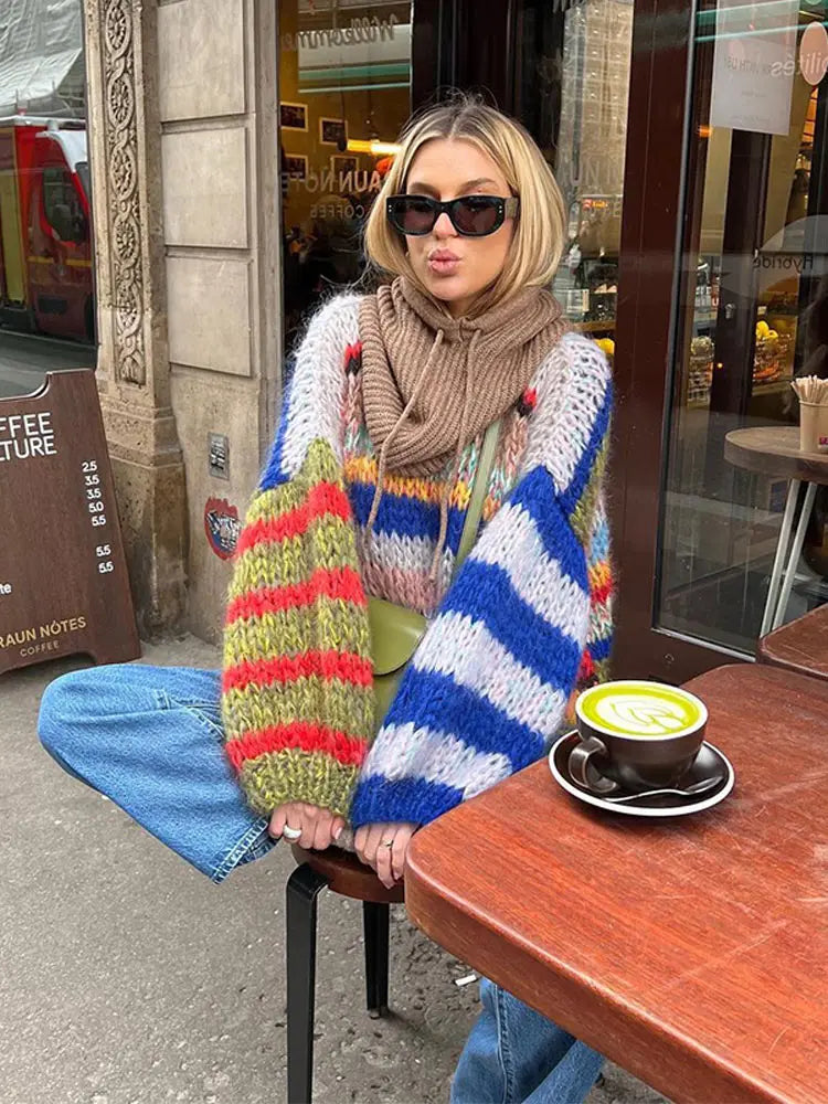 Iseult Multicolor Mohair Sweater – Bold Style & Snug Comfort for Women