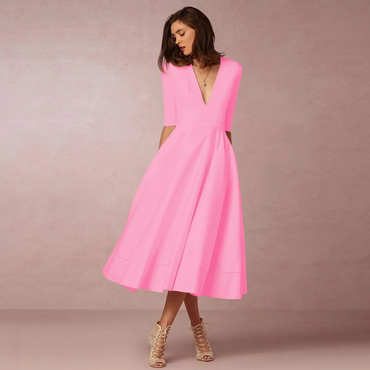 Amory Women's Midi Dress – Fitted Cotton Dress with an Refined Cut