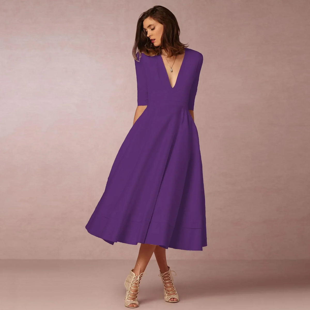 Amory Women's Midi Dress – Fitted Cotton Dress with an Refined Cut