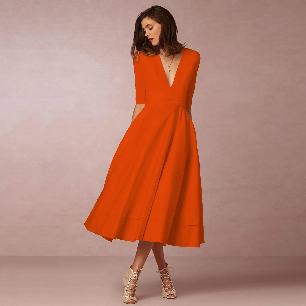 Amory Women's Midi Dress – Fitted Cotton Dress with an Refined Cut