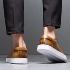 Solveig Men's Leather Sneakers – Sleek Genuine Leather Sneakers with a Cushioned Sole and Timeless Design