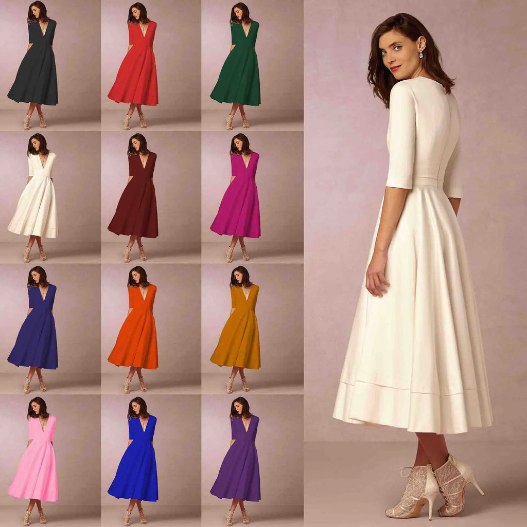 Amory Women's Midi Dress – Fitted Cotton Dress with an Refined Cut