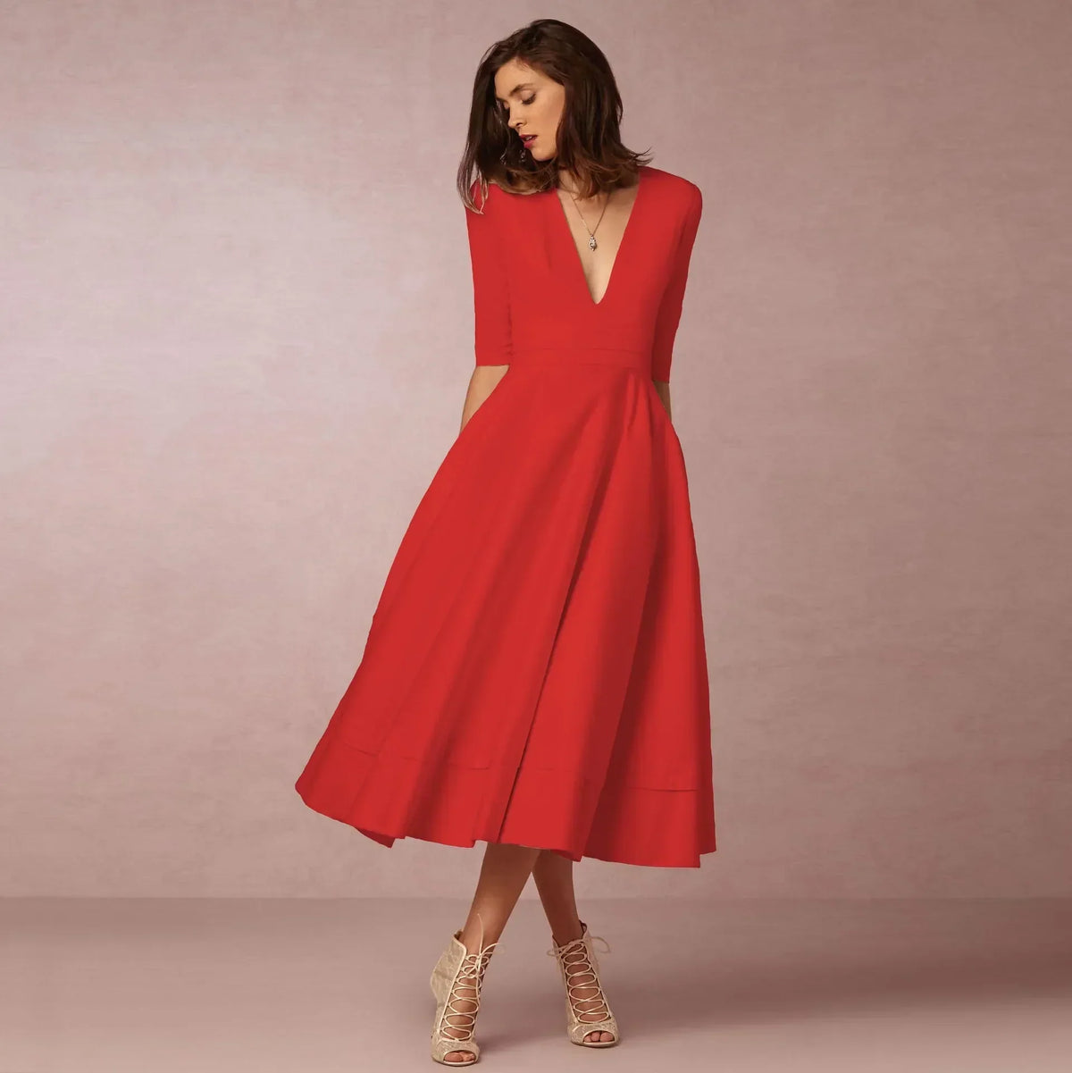 Amory Women's Midi Dress – Fitted Cotton Dress with an Refined Cut