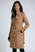 Mireio Women's Trench Coat – Winter Coat with Tall Collar & Sleek Tailored Fit