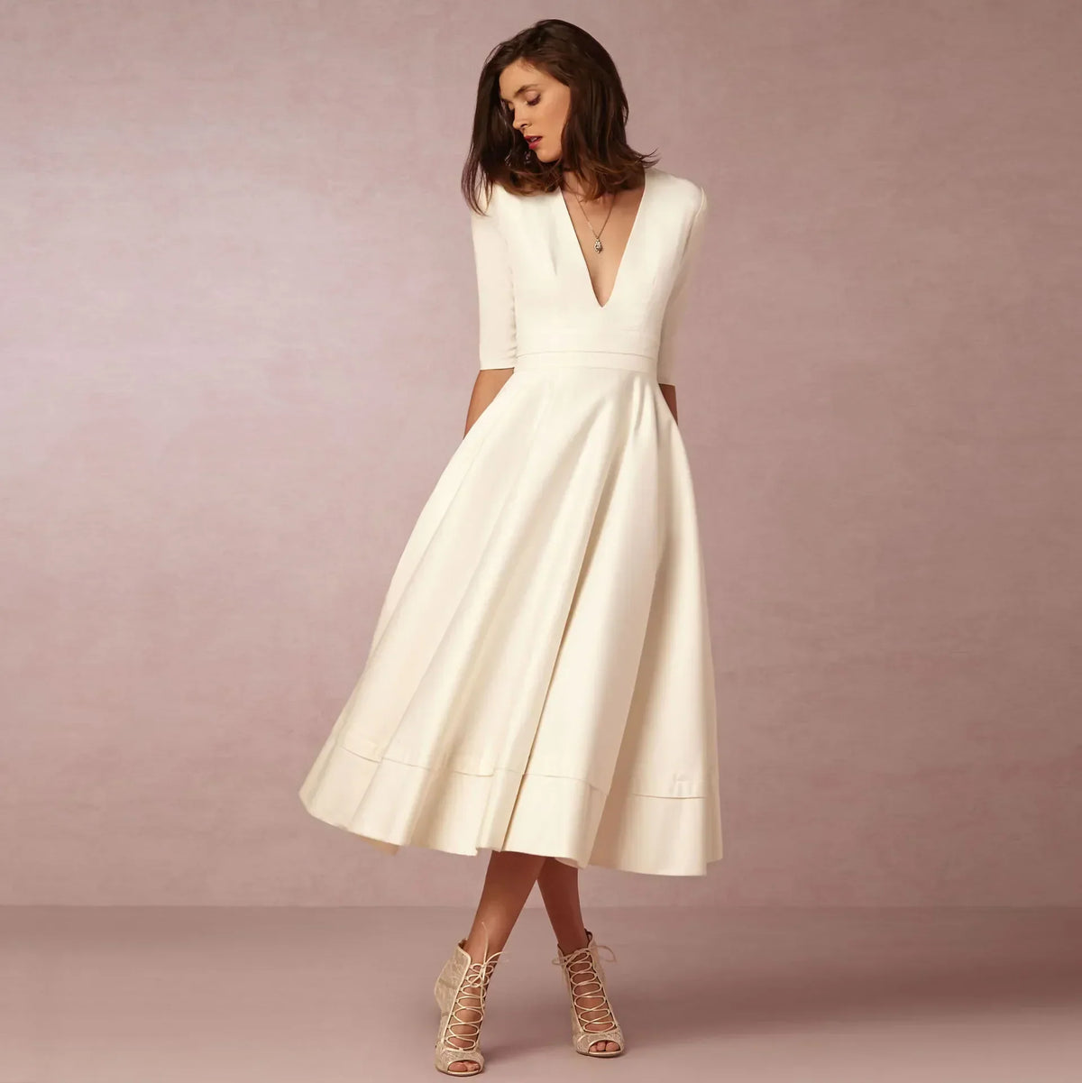 Amory Women's Midi Dress – Fitted Cotton Dress with an Refined Cut