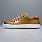 Solveig Men's Leather Sneakers – Sleek Genuine Leather Sneakers with a Cushioned Sole and Timeless Design