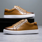 Solveig Men's Leather Sneakers – Sleek Genuine Leather Sneakers with a Cushioned Sole and Timeless Design