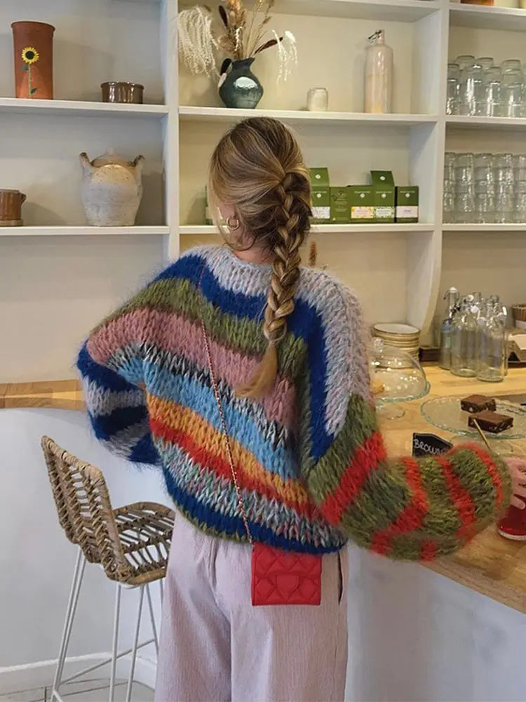 Iseult Multicolor Mohair Sweater – Bold Style & Snug Comfort for Women