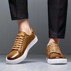 Solveig Men's Leather Sneakers – Sleek Genuine Leather Sneakers with a Cushioned Sole and Timeless Design