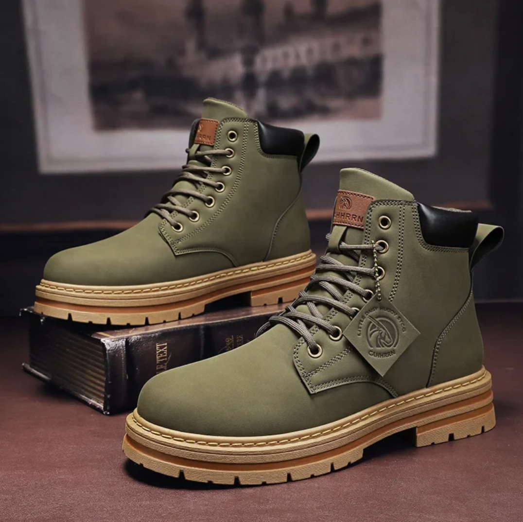 Xarles Men's Lace-Up Boots – Rugged Leather Shoes with Non-Slip Sole & Premium Comfort