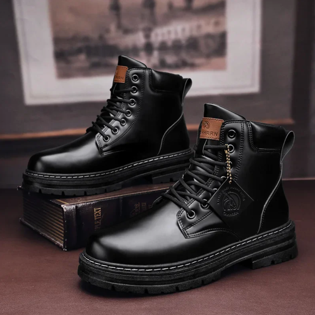 Xarles Men's Lace-Up Boots – Rugged Leather Shoes with Non-Slip Sole & Premium Comfort