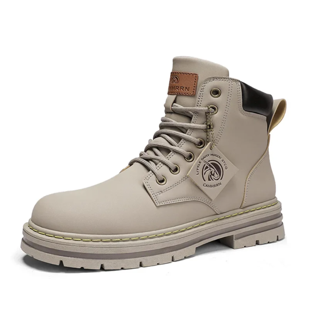 Xarles Men's Lace-Up Boots – Rugged Leather Shoes with Non-Slip Sole & Premium Comfort