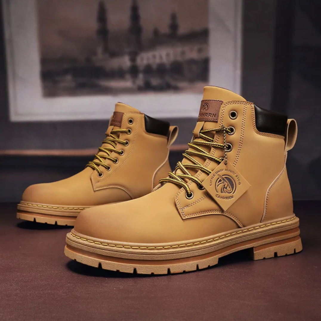 Xarles Men's Lace-Up Boots – Rugged Leather Shoes with Non-Slip Sole & Premium Comfort