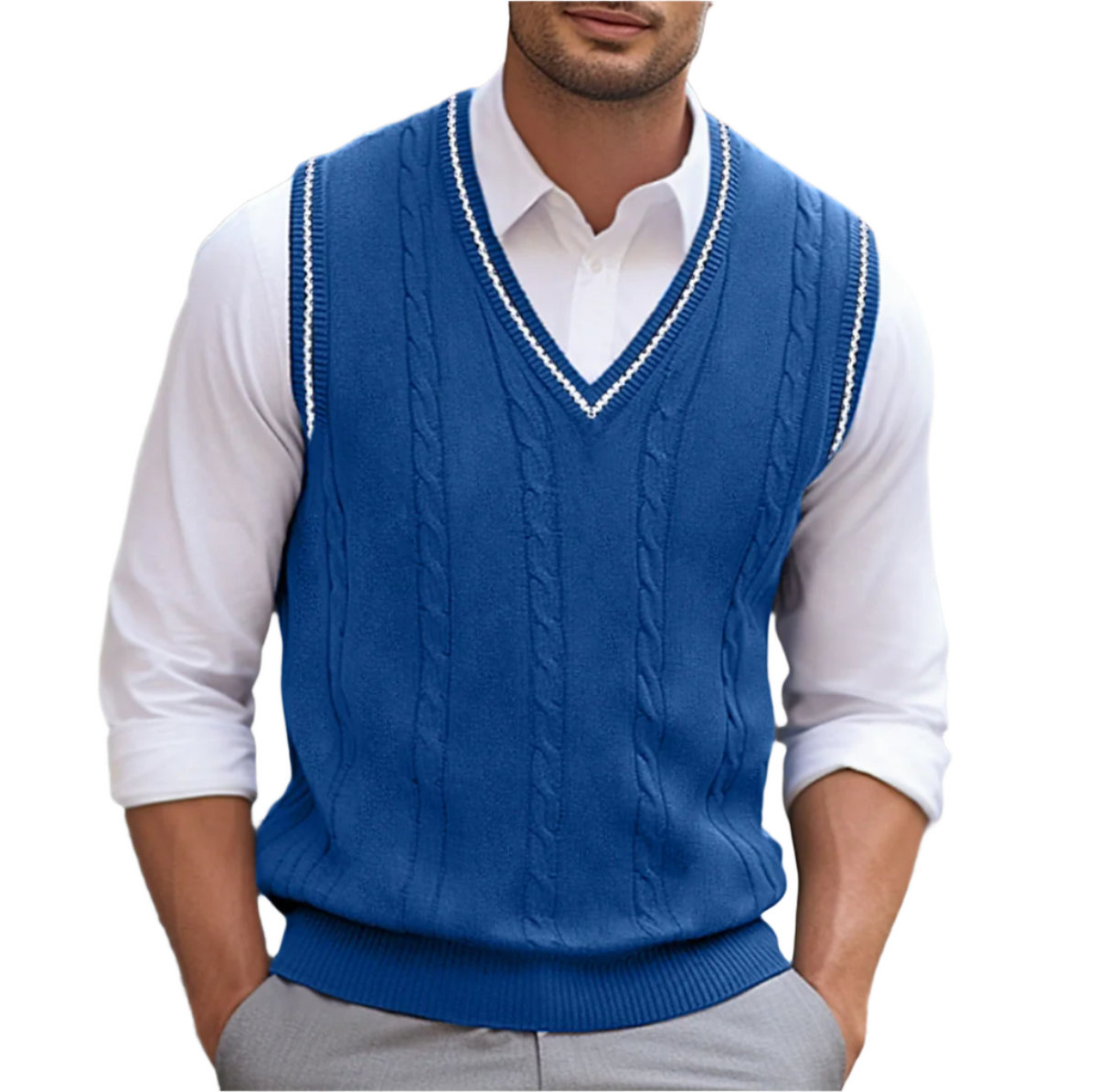 Wenceslas Men's Sweater – Sophisticated, Cozy Sleeveless V-Neckline, Modern Style