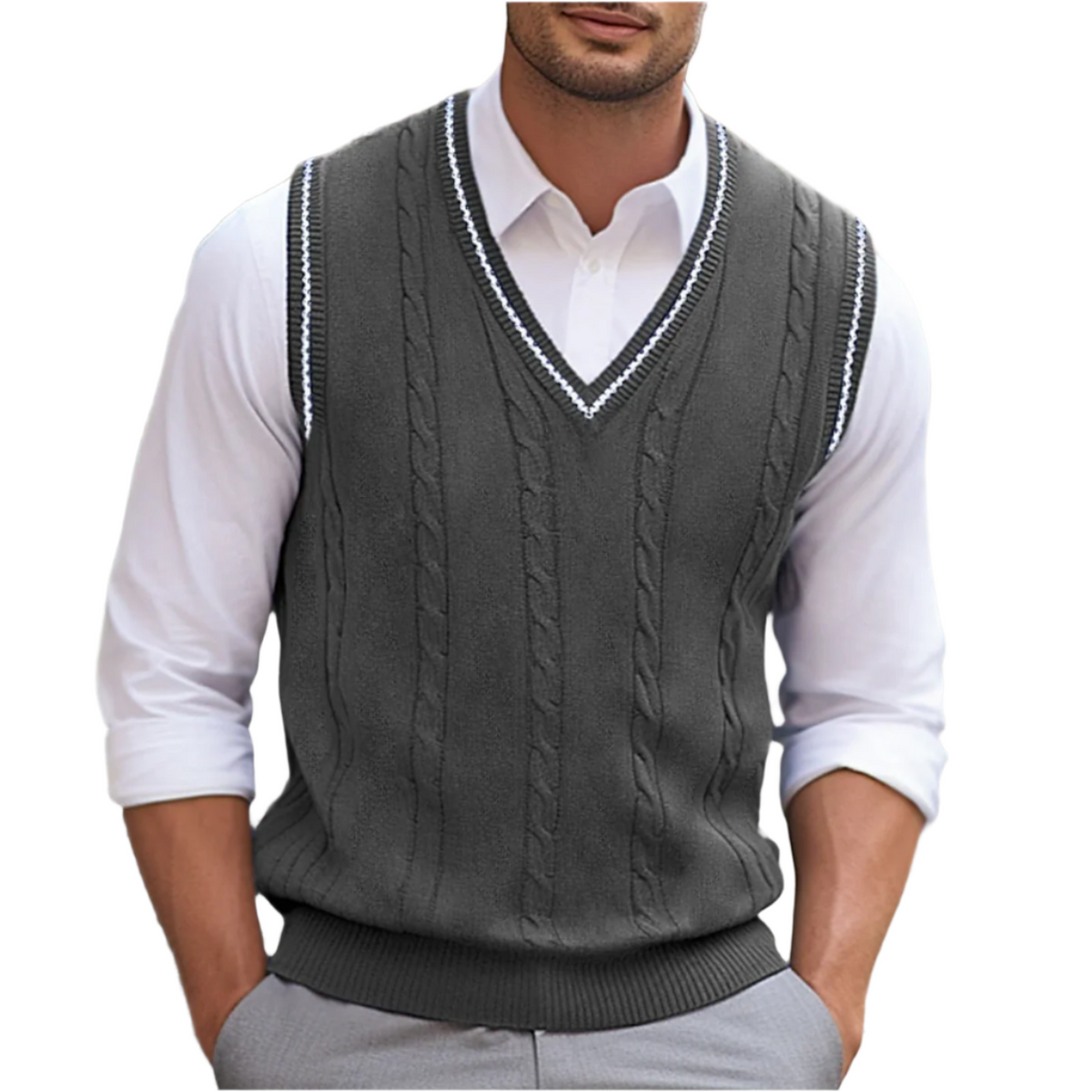 Wenceslas Men's Sweater – Sophisticated, Cozy Sleeveless V-Neckline, Modern Style