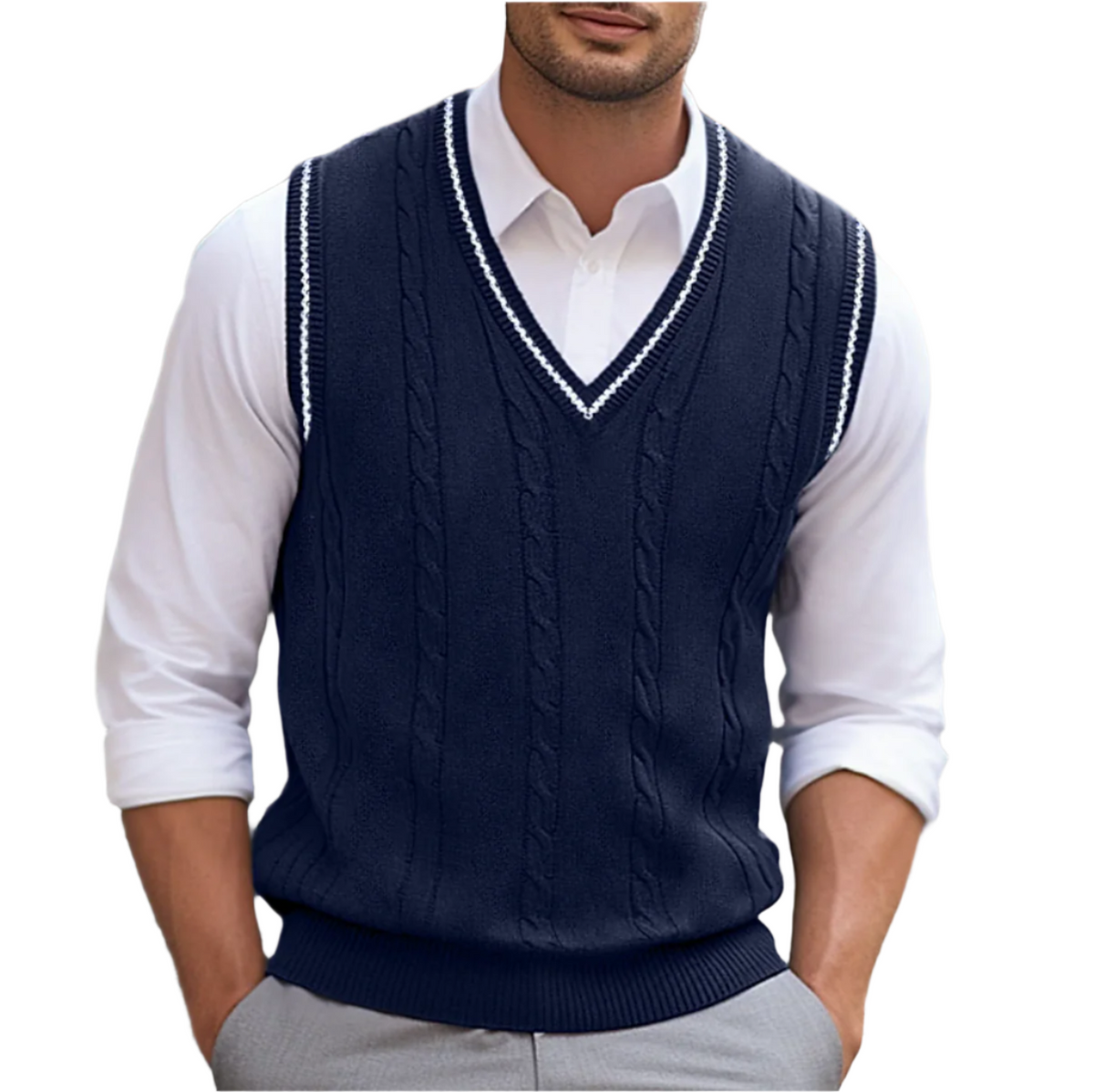Wenceslas Men's Sweater – Sophisticated, Cozy Sleeveless V-Neckline, Modern Style