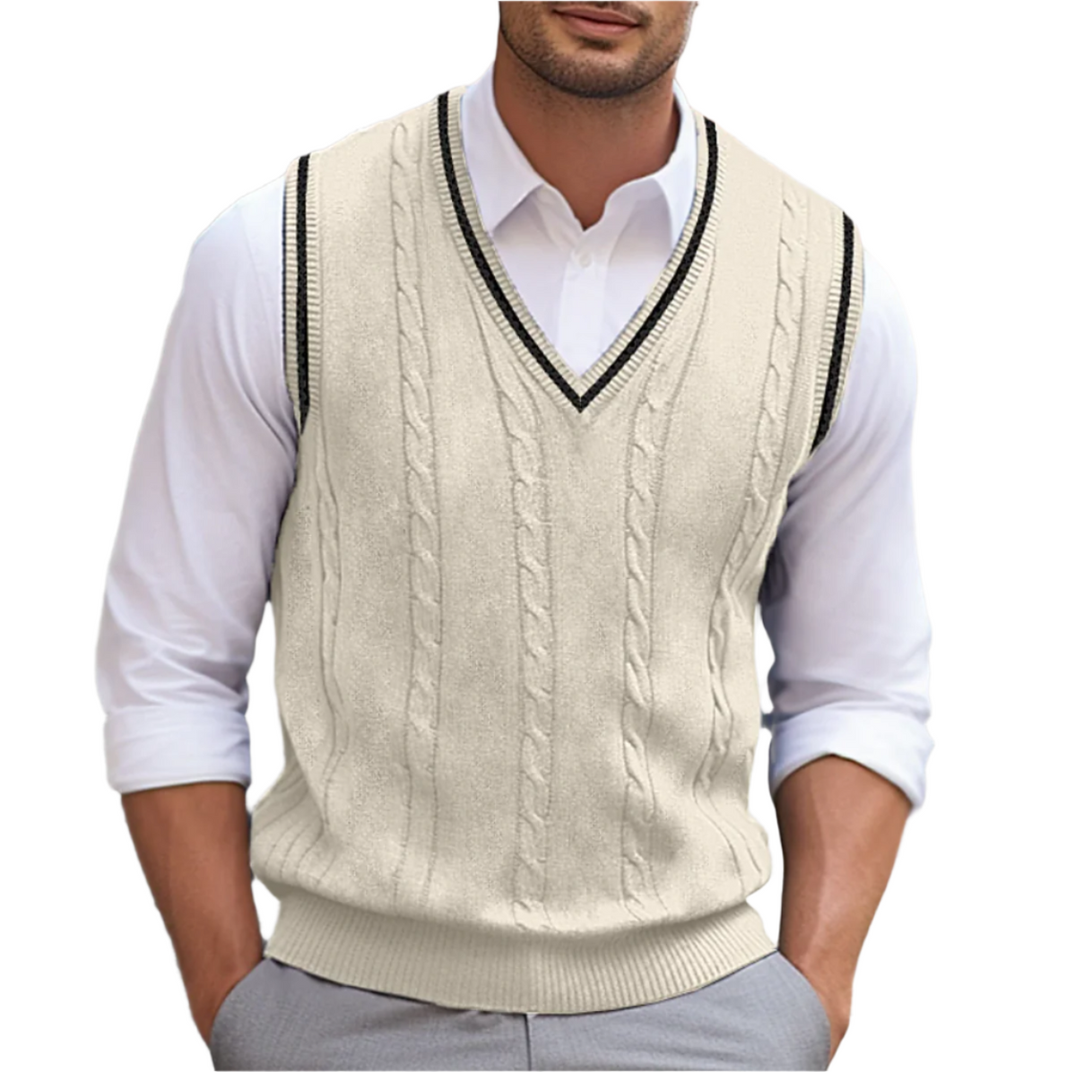 Wenceslas Men's Sweater – Sophisticated, Cozy Sleeveless V-Neckline, Modern Style