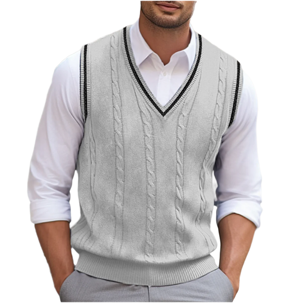 Wenceslas Men's Sweater – Sophisticated, Cozy Sleeveless V-Neckline, Modern Style