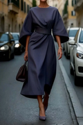 Renata Women's Refined Dress – Feminine Design with Balloon Sleeves and Adjustable Fitted Waist
