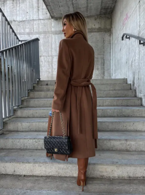 Dagfinn Women's Long Coat – Sophisticated Winter Trench with Belt & Insulating Lining