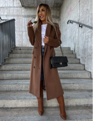 Dagfinn Women's Long Coat – Sophisticated Winter Trench with Belt & Insulating Lining