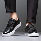 Solveig Men's Leather Sneakers – Sleek Genuine Leather Sneakers with a Cushioned Sole and Timeless Design