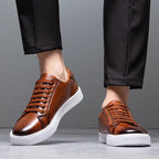 Solveig Men's Leather Sneakers – Sleek Genuine Leather Sneakers with a Cushioned Sole and Timeless Design